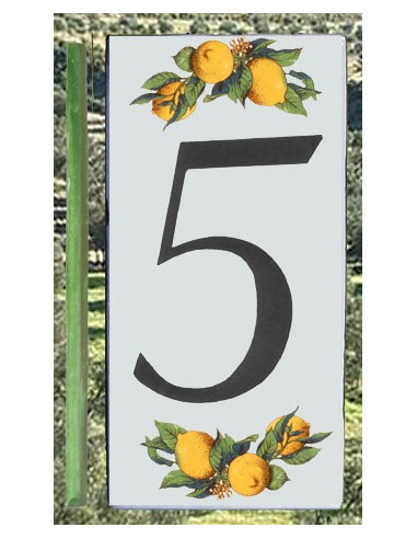 Numero de rue chiffre 5 décor Citrons