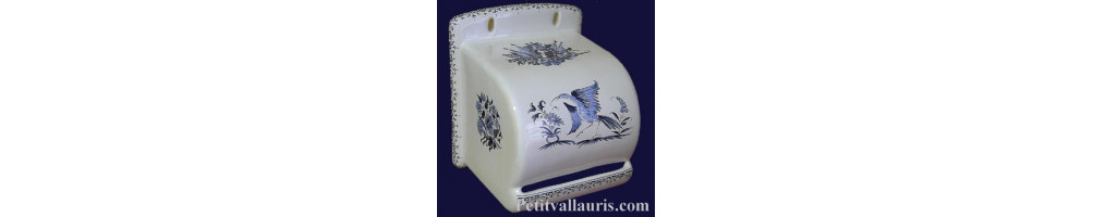 Dévidoirs de papier toilettes muraux en céramique et faience reproduction vieux moustiers fabriqués en France