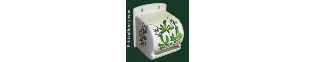 Dévidoirs de papier toilettes muraux en céramique et faience au décor flmeurs et lavandes fabriqués en France
