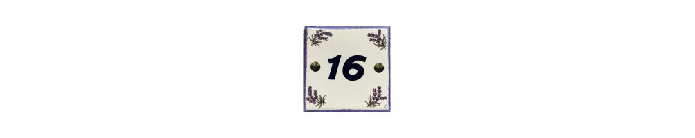 Plaques pour Chiffre et numero pour porte de maison taille15 x15 cm en céramique émaillée réalisées en France