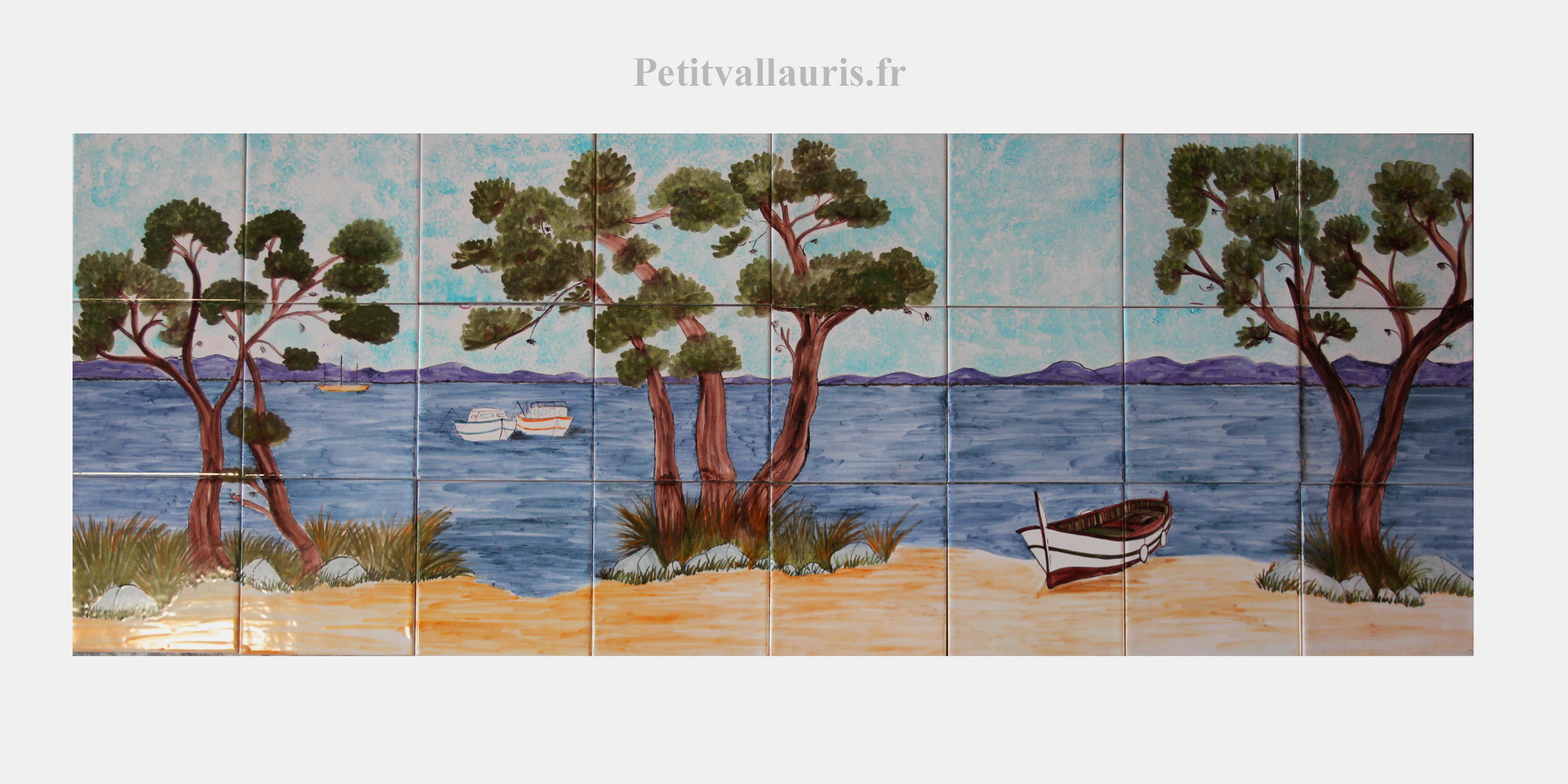 fresque murale motif décor bord de mer méditérannée