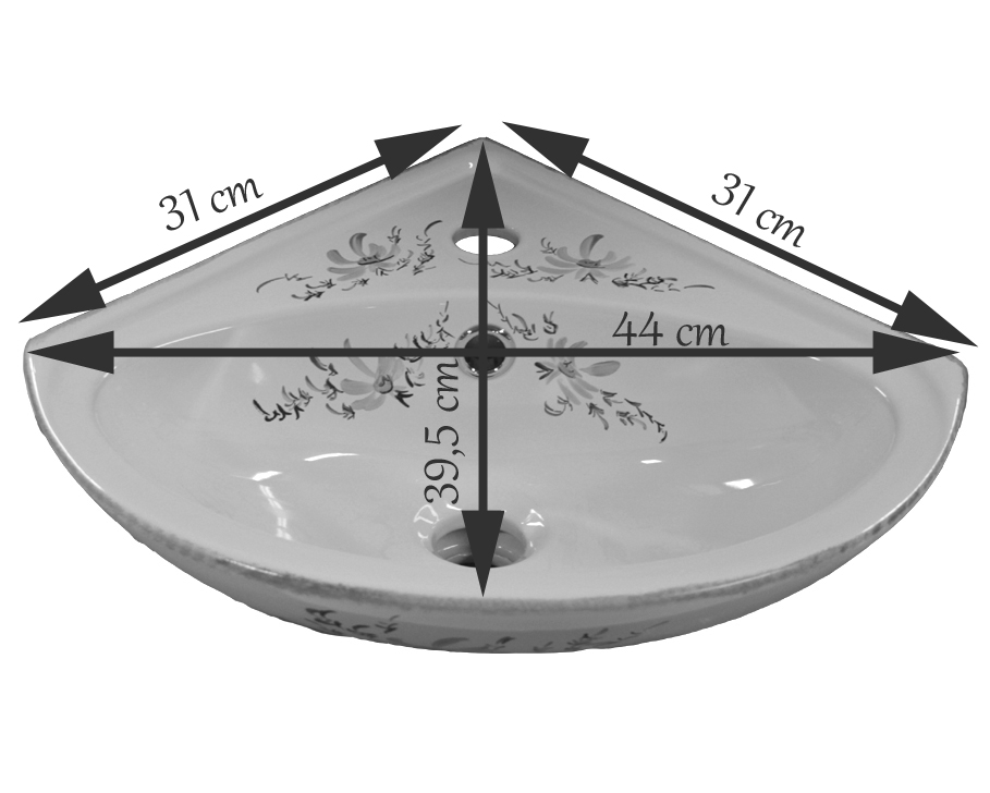 Schéma dimension lave main angle